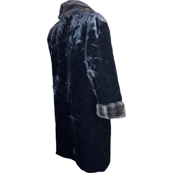 Boulevard East Faux Fur‎ Coat Black Beaver Trim Long Vintage Size Small 6-8 - Picture 5 of 13